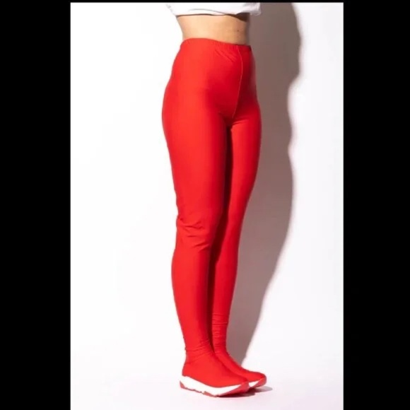 Red All In One Lycra Stretch Legging Sneakers Pants - Picture 2 of 5